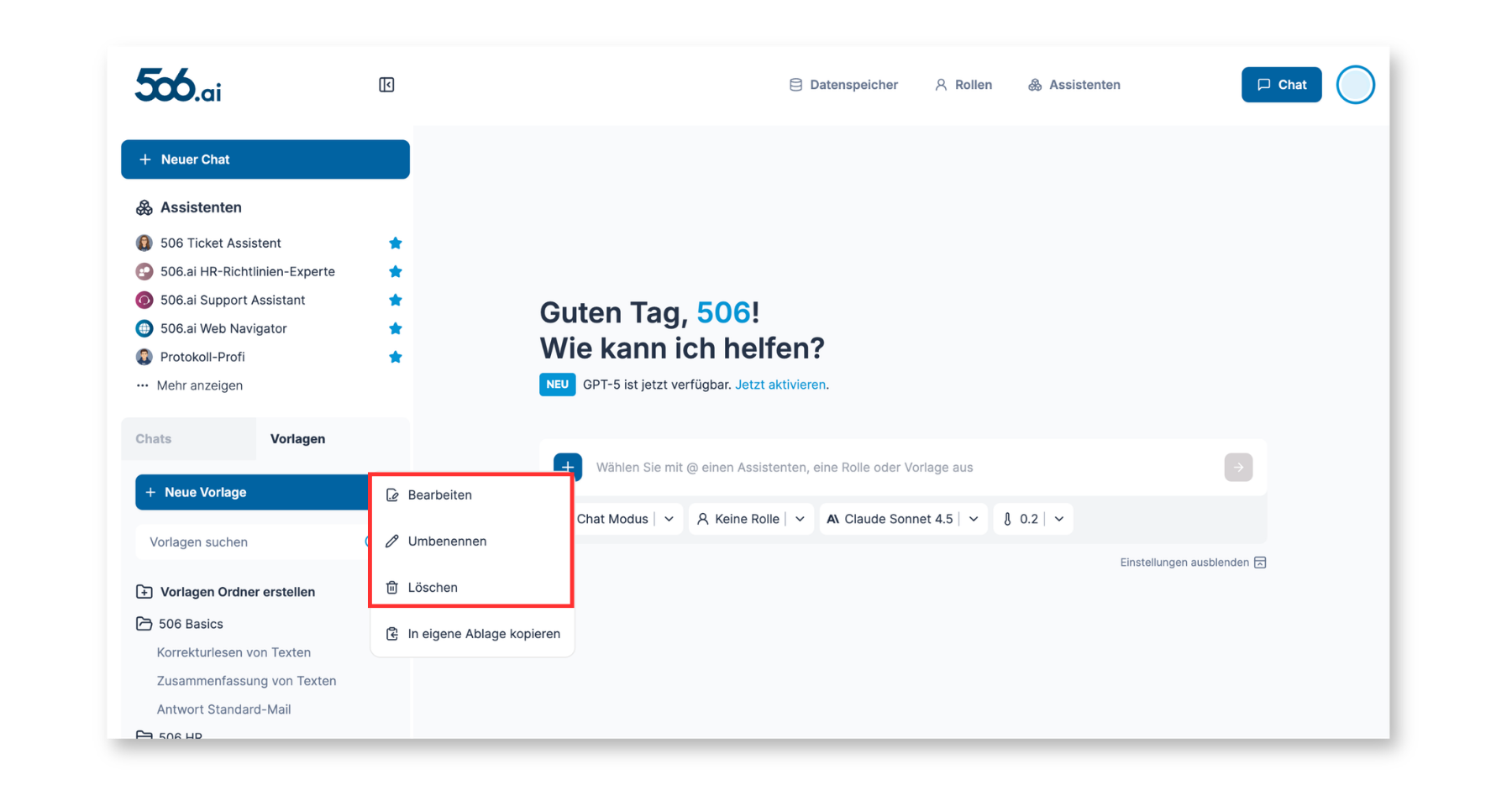 Promptvorlage bearbeiten 2