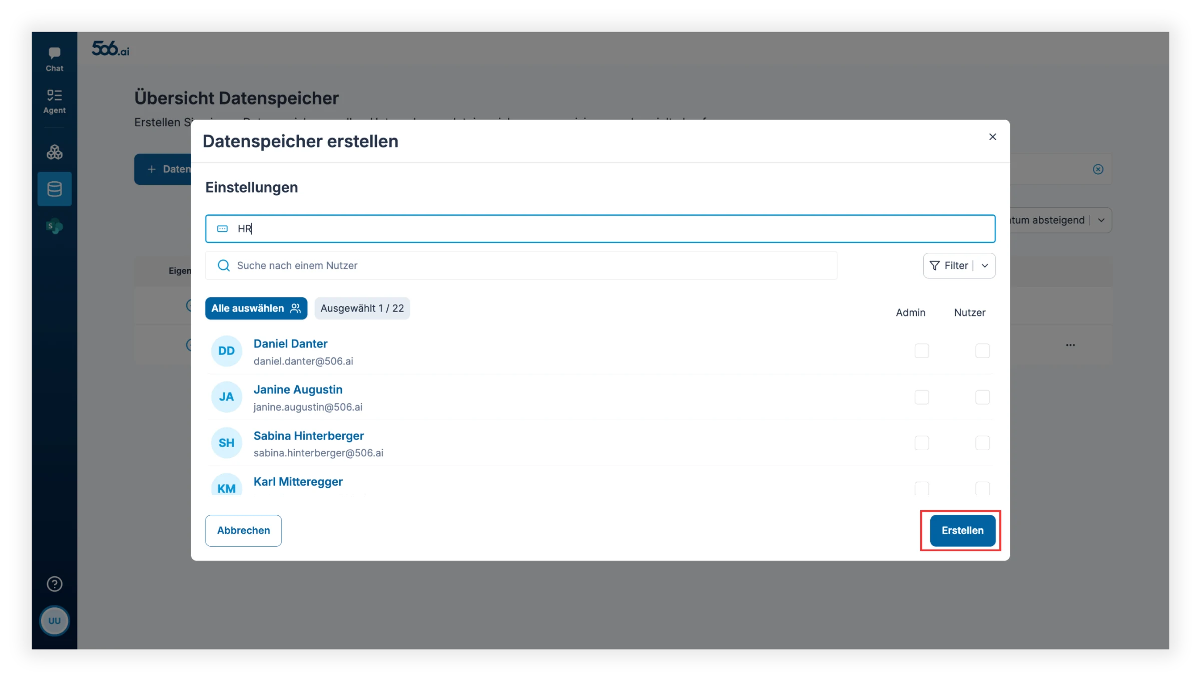 Datenspeicher anlegen 2