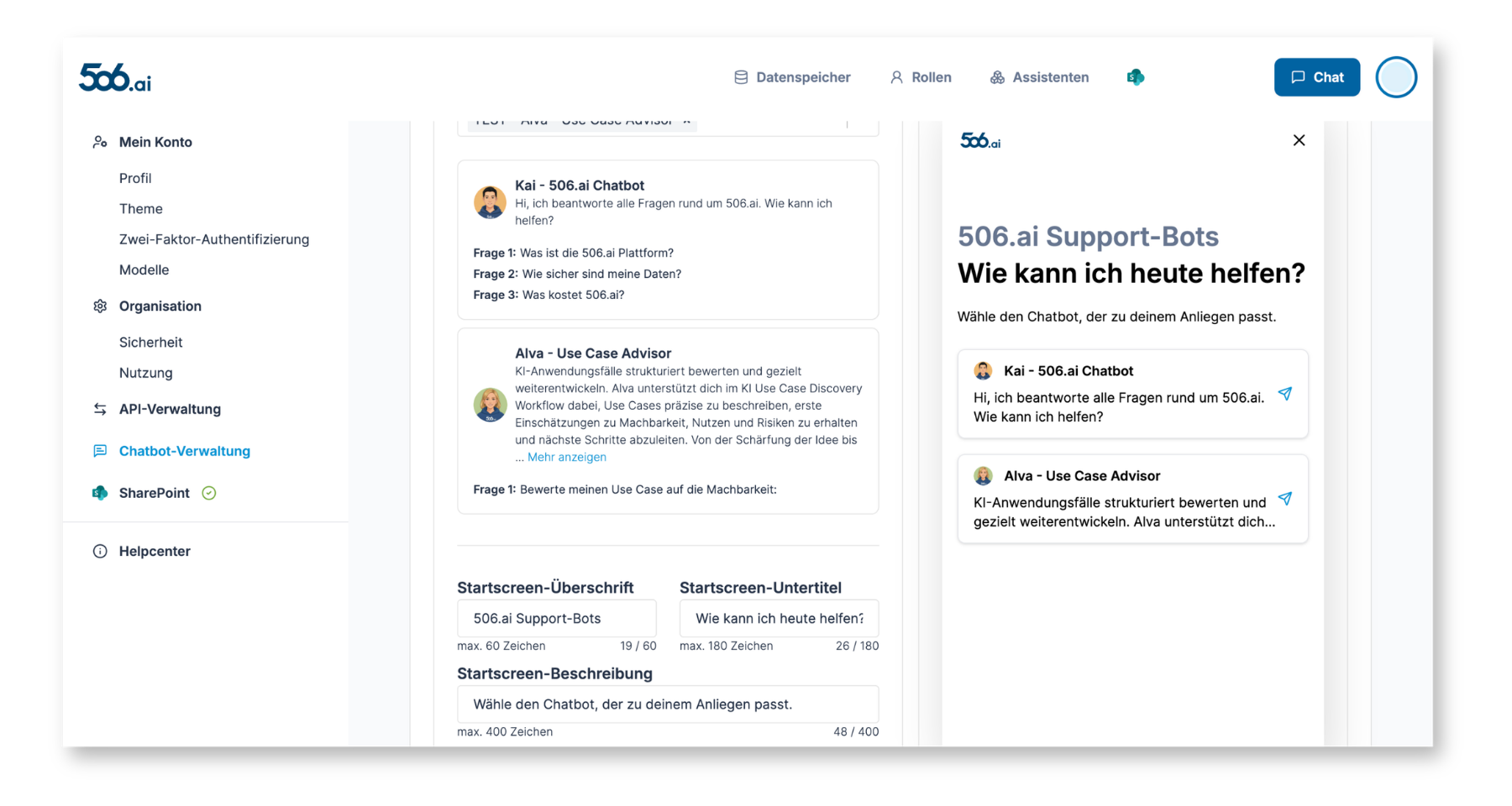 Chatbot Konfiguration - Mehrere Assistenten