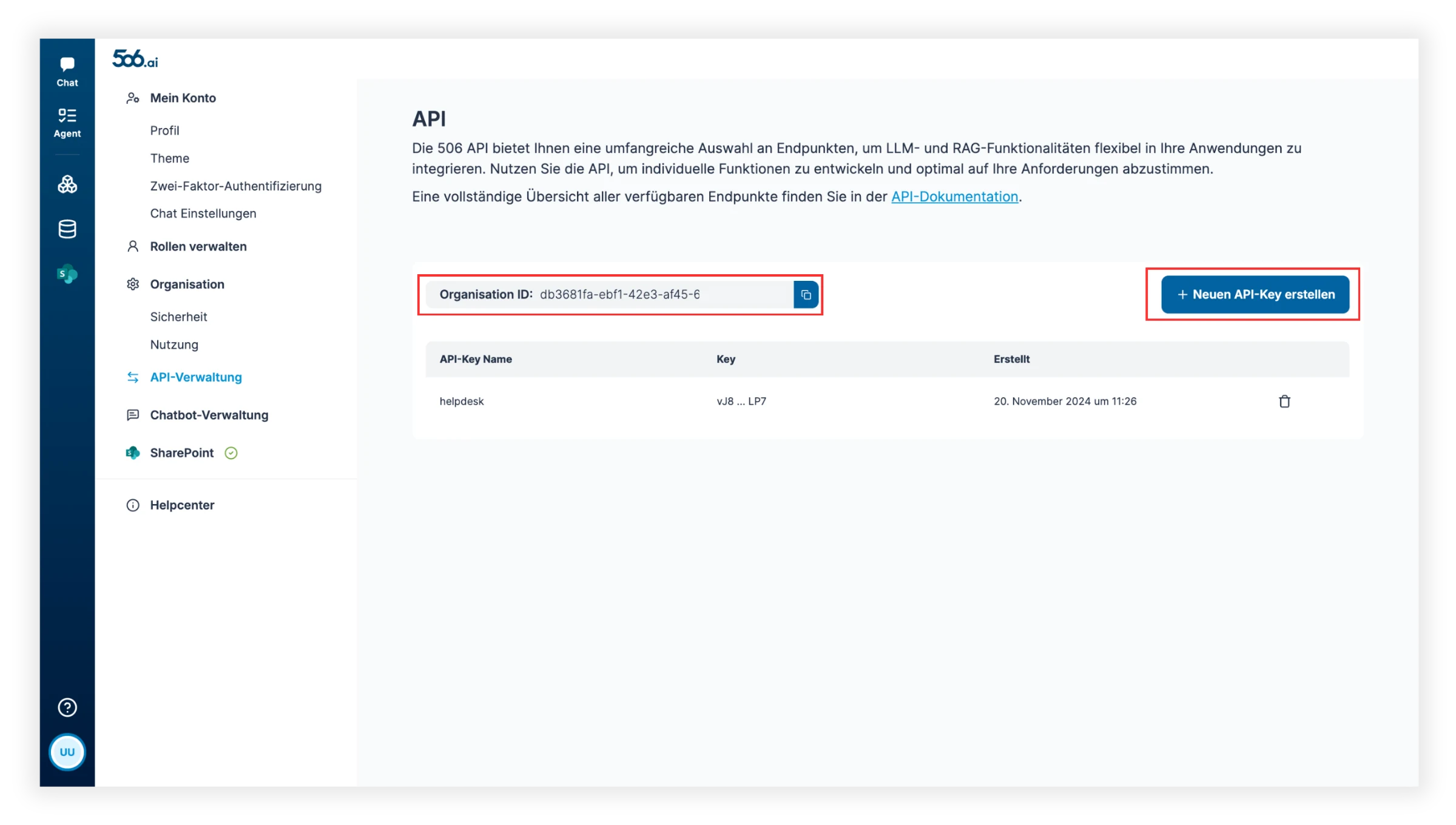 API-Schlüssel generieren 1