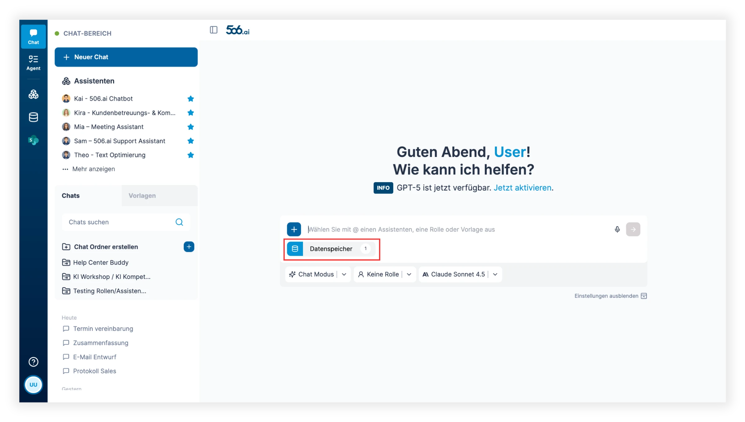 Datenspeicher Chat starten 3