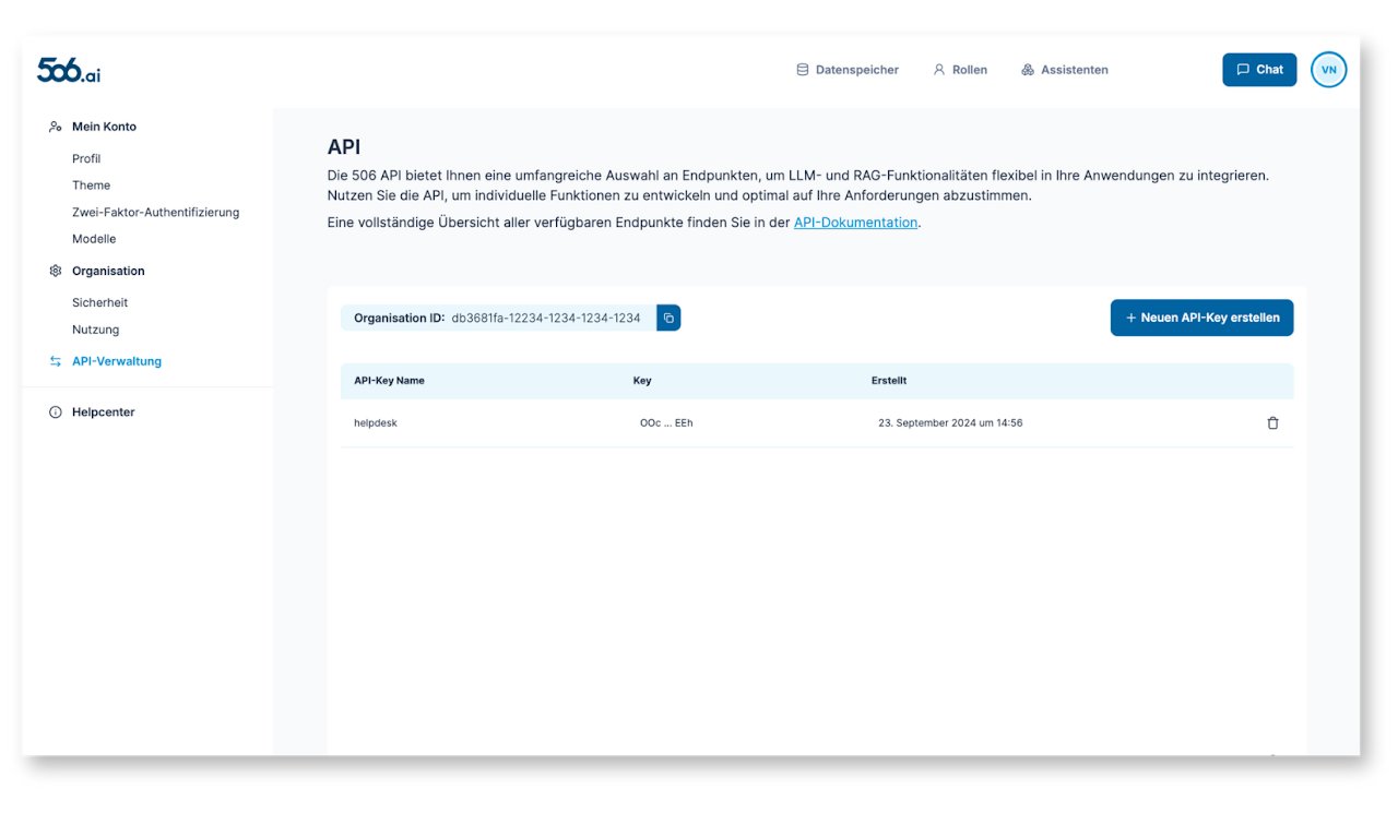 506.ai API-Verwaltung