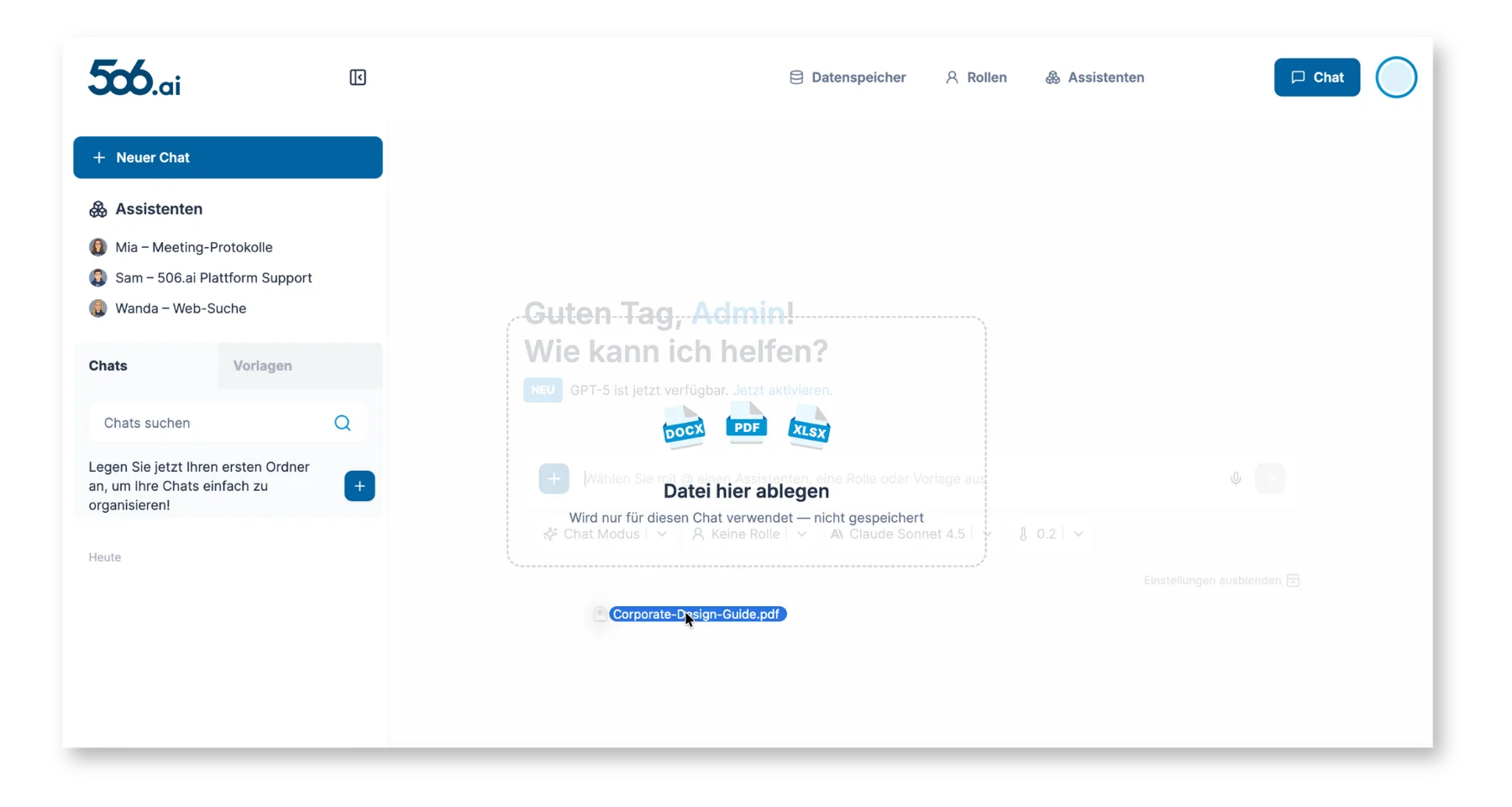Datei per Drag & Drop in den Chat ziehen — Ansicht 1