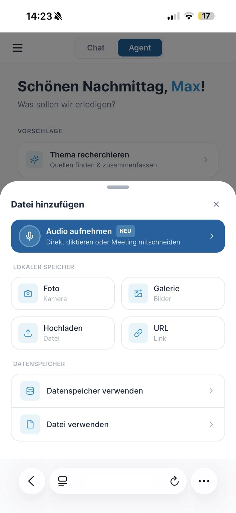 506.ai Mobile App – Ansicht
